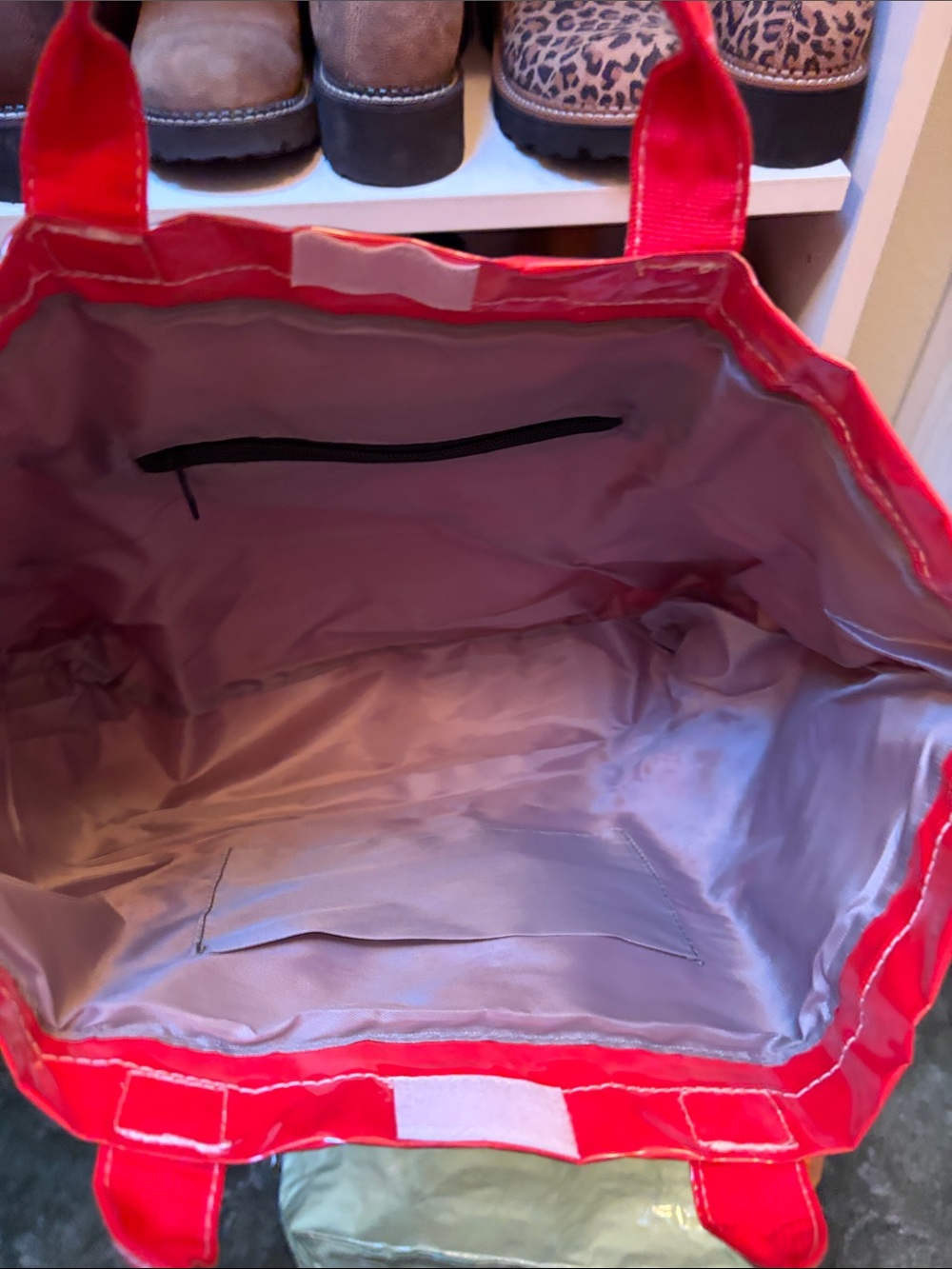 Red Glossy Tote Bag - Tote Bag - Picture 3 of 3